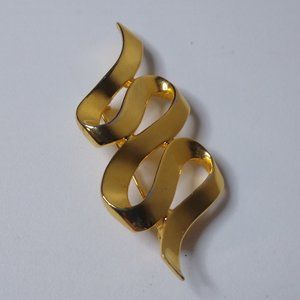 Vintage M. Jent Metal Ribbon Brooch